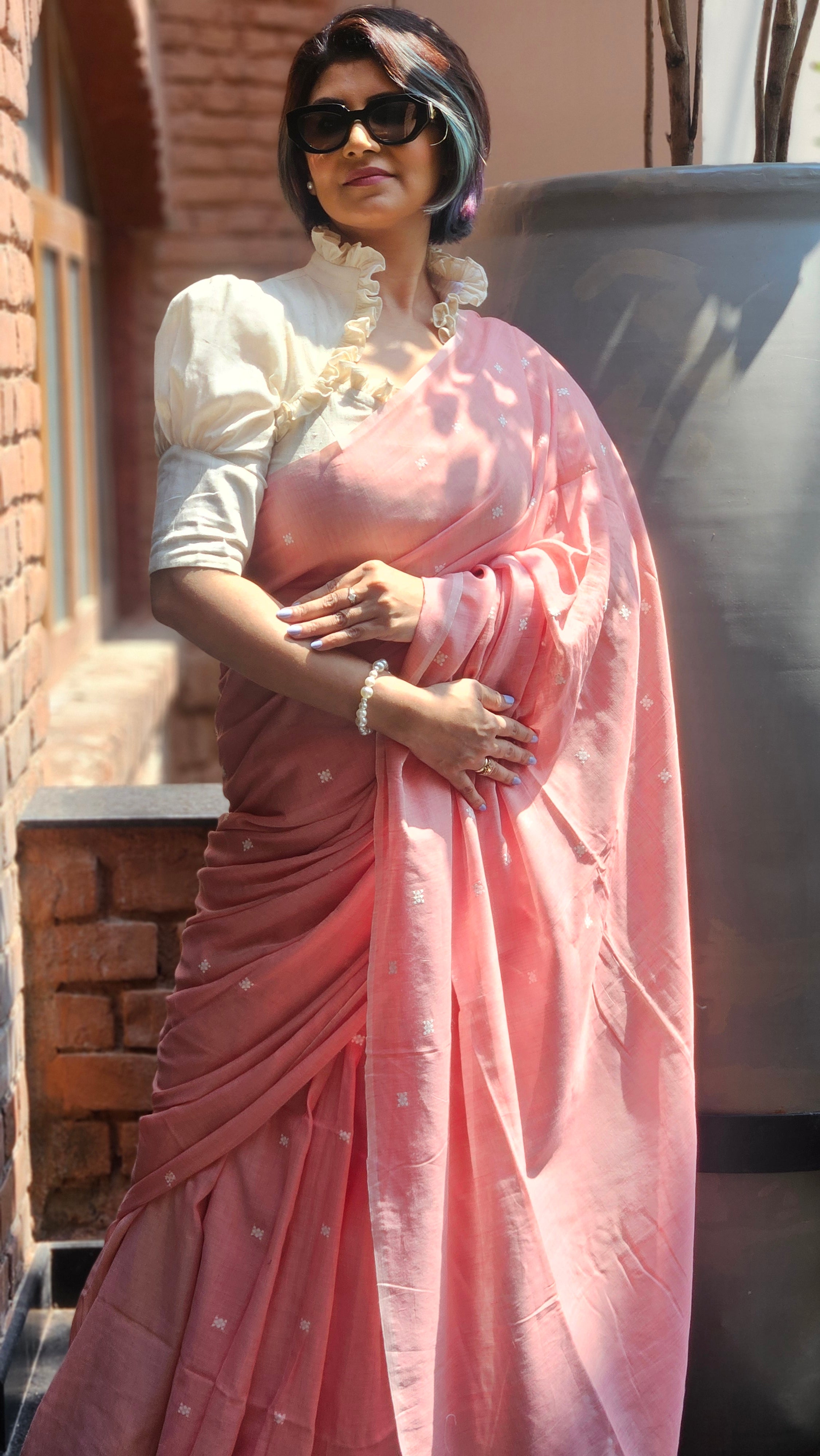 Woven cotton khadi saree